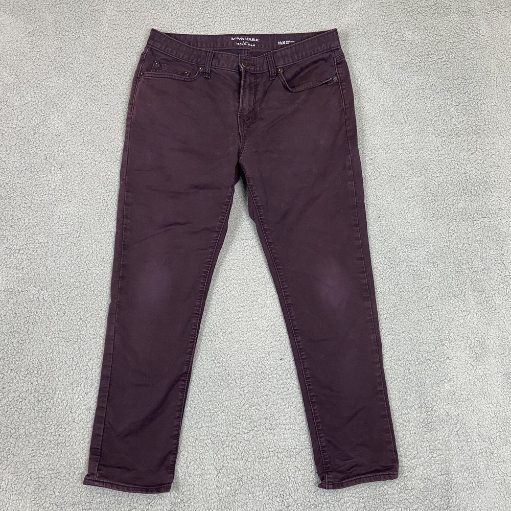 Banana Republic Travel Jean Mens 32x27 Purple Stretch Athletic Spandex Tag 32x30